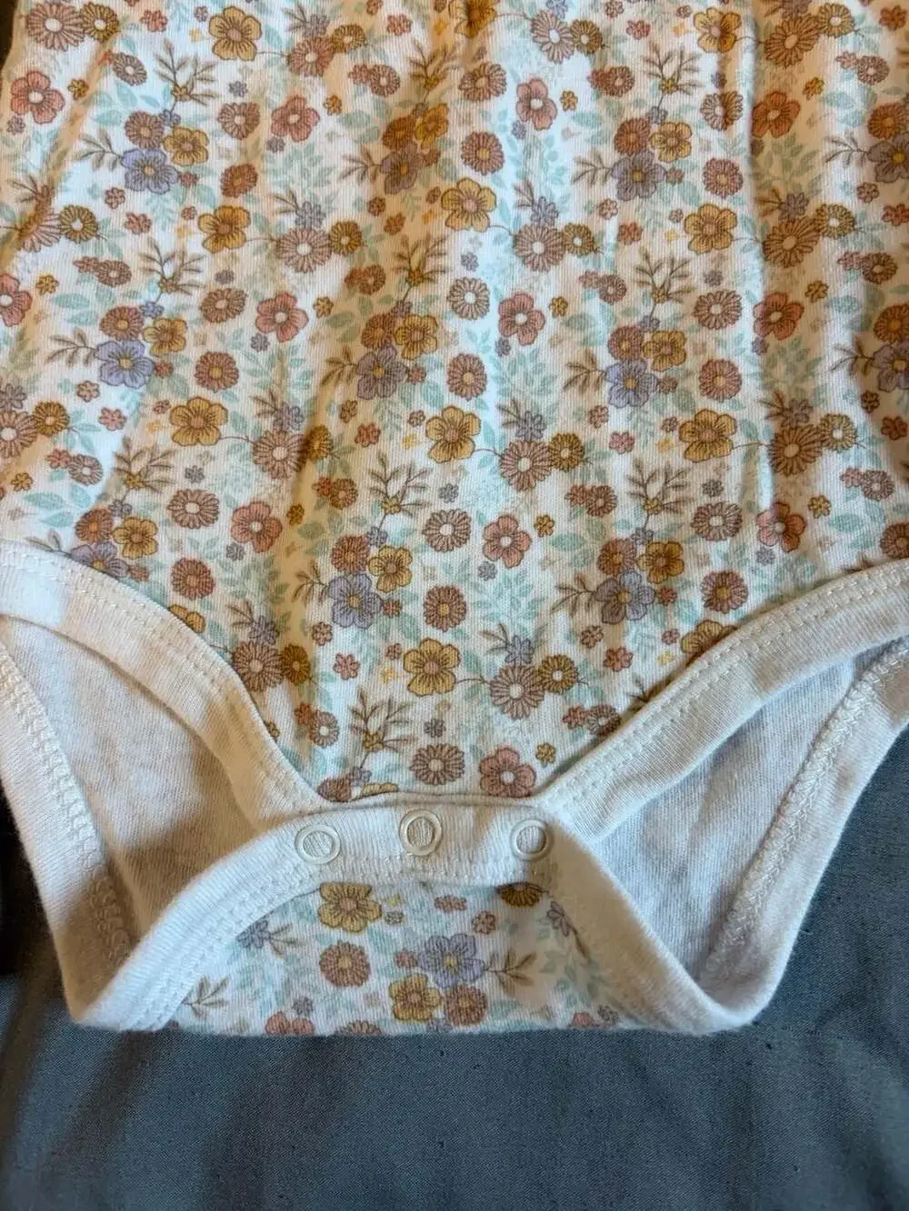 Rabbit Bear Baby Bodysuit And Pants Set Size 0-3M Retro Floral Beige